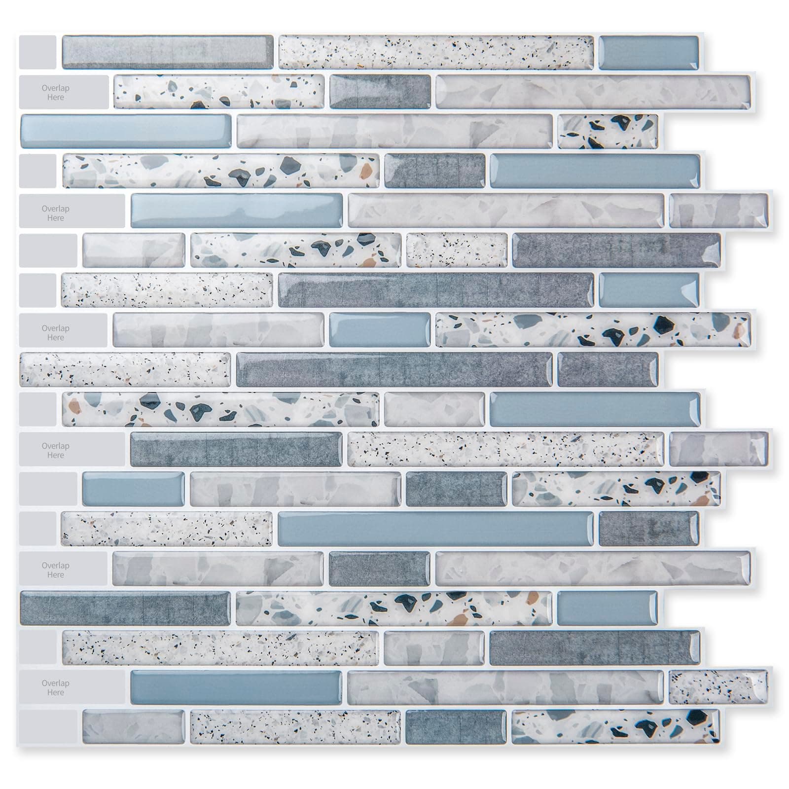 Peel and Stick Kitchen Backsplash Self-Adhesive Wall Tile Stone, 10 Sheets