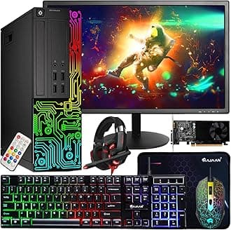Dell Gaming OptiPlex Desktop RGB Computer PC, Intel Core i7, GeForce GT 1030 2GB GDDR5, 16GB RAM, 512GB SSD, 24 Inch HDMI Monitor, Keyboard Mouse and Headset, WiFi, Windows 10 Pro (Renewed)