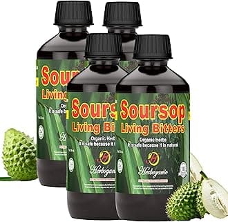Herboganic Soursop Living Bitters for overall Health and wellness | Pack of 4 | 16 Oz