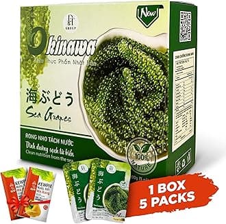 NAMISO OKINAWA Organic Sea Grapes,Organic Seaweed, Umibudo, Green Caviar, Dehyrated lato, Seagrapes , Superfood - Enhance Health, Boosting Immune System (3.5 Oz (Pack of 5), 1 box)