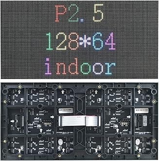 P2.5 Indoor RGB Led Matrix Panel Board, 128 * 64 Pixels, 2.5mm Pitch, 1/32 Scan, Full Color HD Video Wall LED Display Module (RGB, 320x160mm)