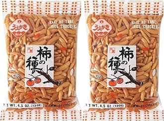 Uegaki Japanese Traditional Rice Crackers : Nori Maki Arare/Kaki No Tane 2packs (Kaki No Tane Original)
