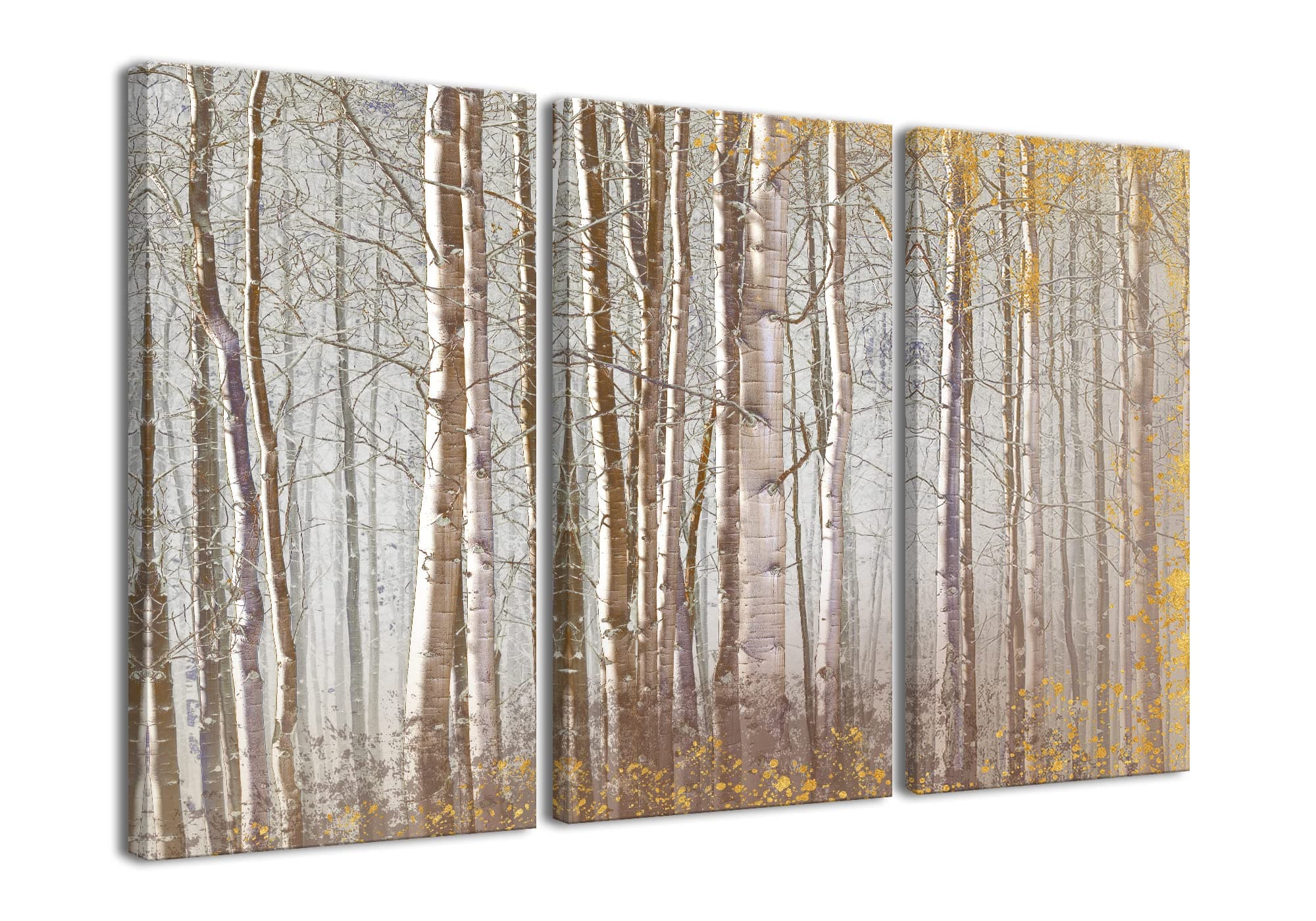 Birch Tree Wall Art,Aspen Tree Canvas Print Brown Forest Nature Scenery Wall Art Landscape Picture for Living Room Bedroom Wall Painting Decoration Modern Artwork