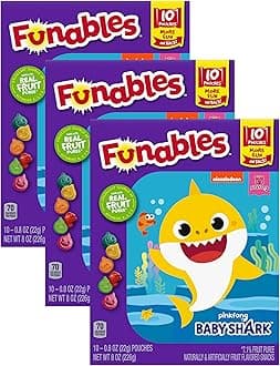 Funables Fruit Snacks, Baby Shark Shaped Fruit Flavored Snacks, 0.8 Ounce Pouches (Pack of 30)