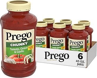 Prego Chunky Tomato with Garlic and Onion Pasta Sauce, 45 Oz Jar (Case of 6)