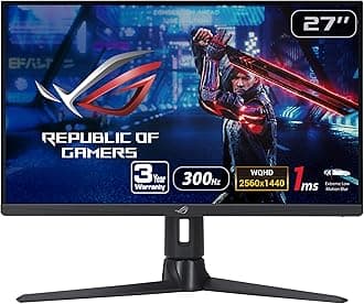 ROG Strix 27” 1440P Gaming Monitor (XG27AQMR) - 27”, QHD (2560 x 1440), Fast IPS, 300Hz, 1ms, G-SYNC Compatible, FreeSync Premium Pro, Extreme Low Motion Blur Sync, DisplayPort, DisplayHDR 600