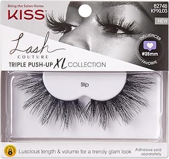 Lash Couture Triple Push Up XL Collection False Eyelashes, 3D Volume in Extra Long Length with Triple Design Technology, Cruelty-Free and Reusable, Style 'Slip', 1 Pair Fake Eyelashes