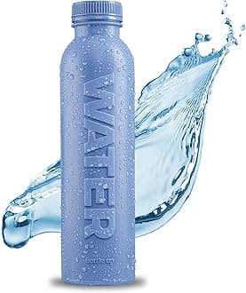 Bottle Up Reusable BPA Free Water Bottle 500ml — Prefilled With Pure Still Water | Plant-Based Sports Bottle Made From Cane Sugar (Stone Blue)
