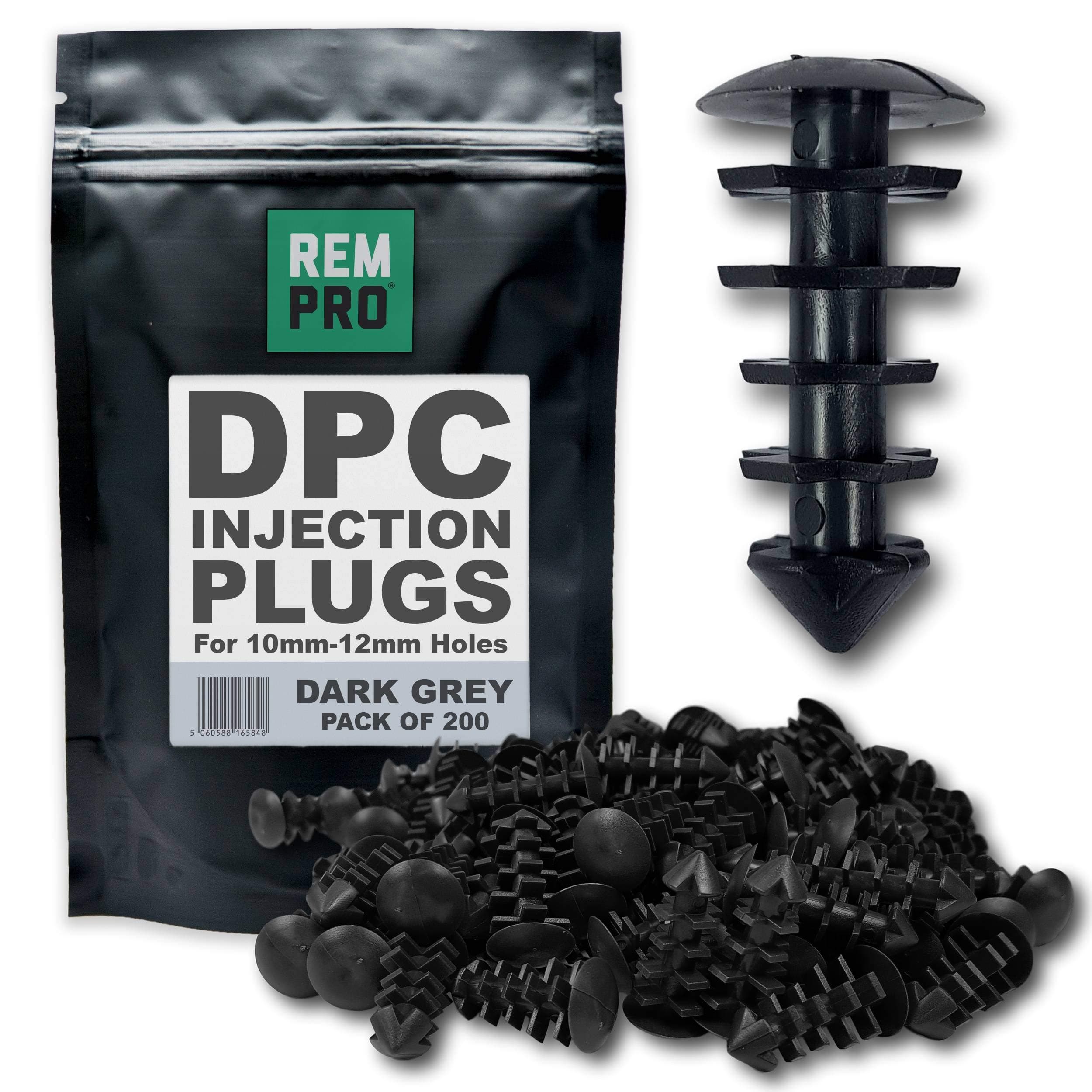 200 x Dark Grey DPC Damp Proofing Injection Wall Plugs