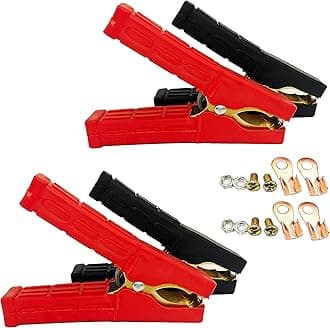 4 Pcs Jumper Cable Battery Clamps Crocodile Clamp Pure Copper 100A-500A Car Battery Charger Clamps Power Replacement Battery Alligator Clips Jumper Cables Clamp Welding machine clamp