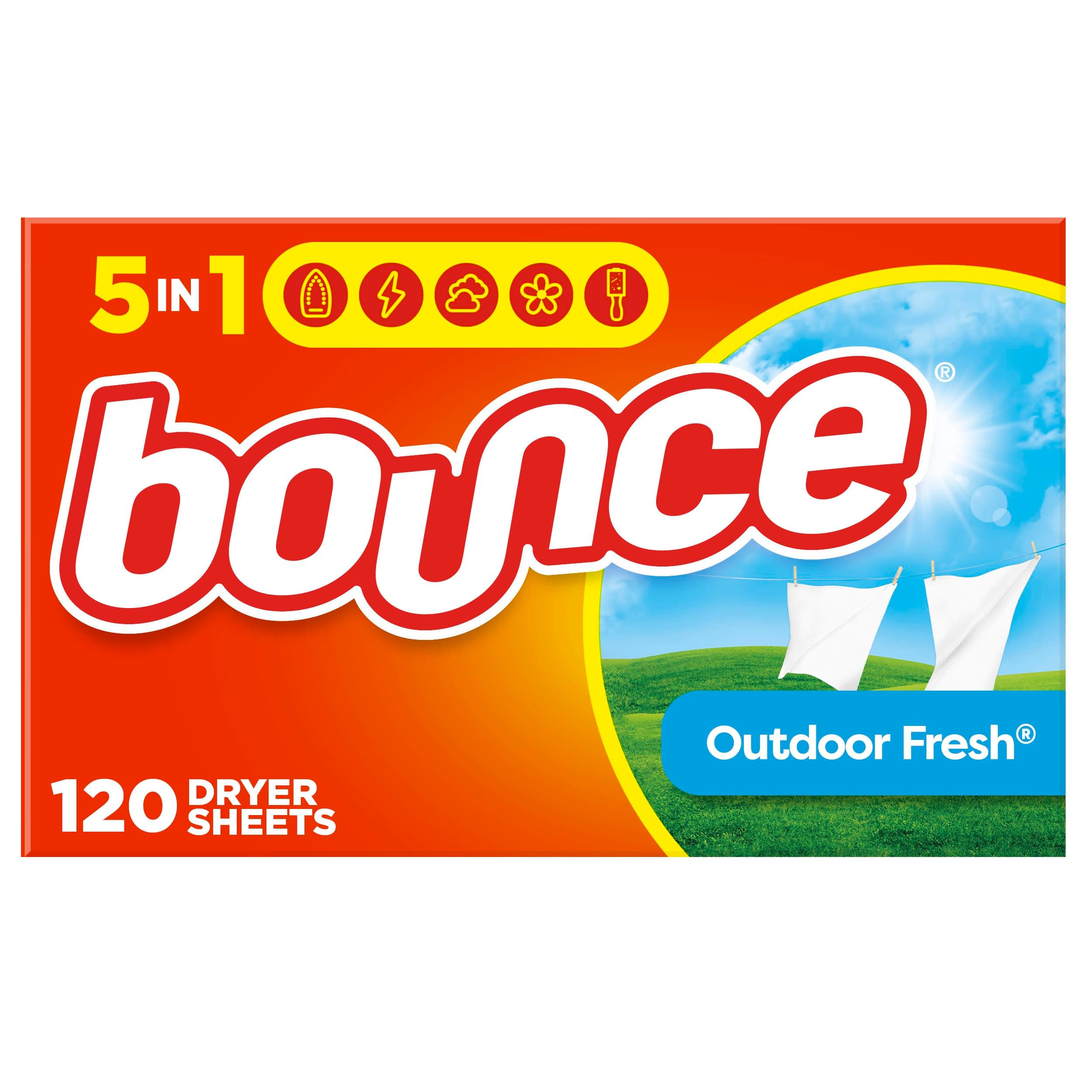 Fabric Softener Dryer Sheets Outdoor Fresh Scent for Static Control, 120 Count