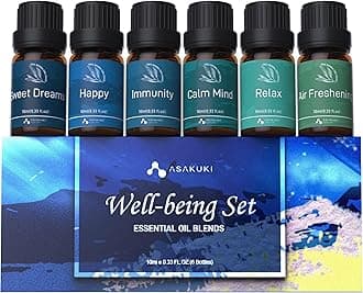 ASAKUKI Essential Oil Blends, Essential Oils Set for Diffusers for Home 6 * 10ml