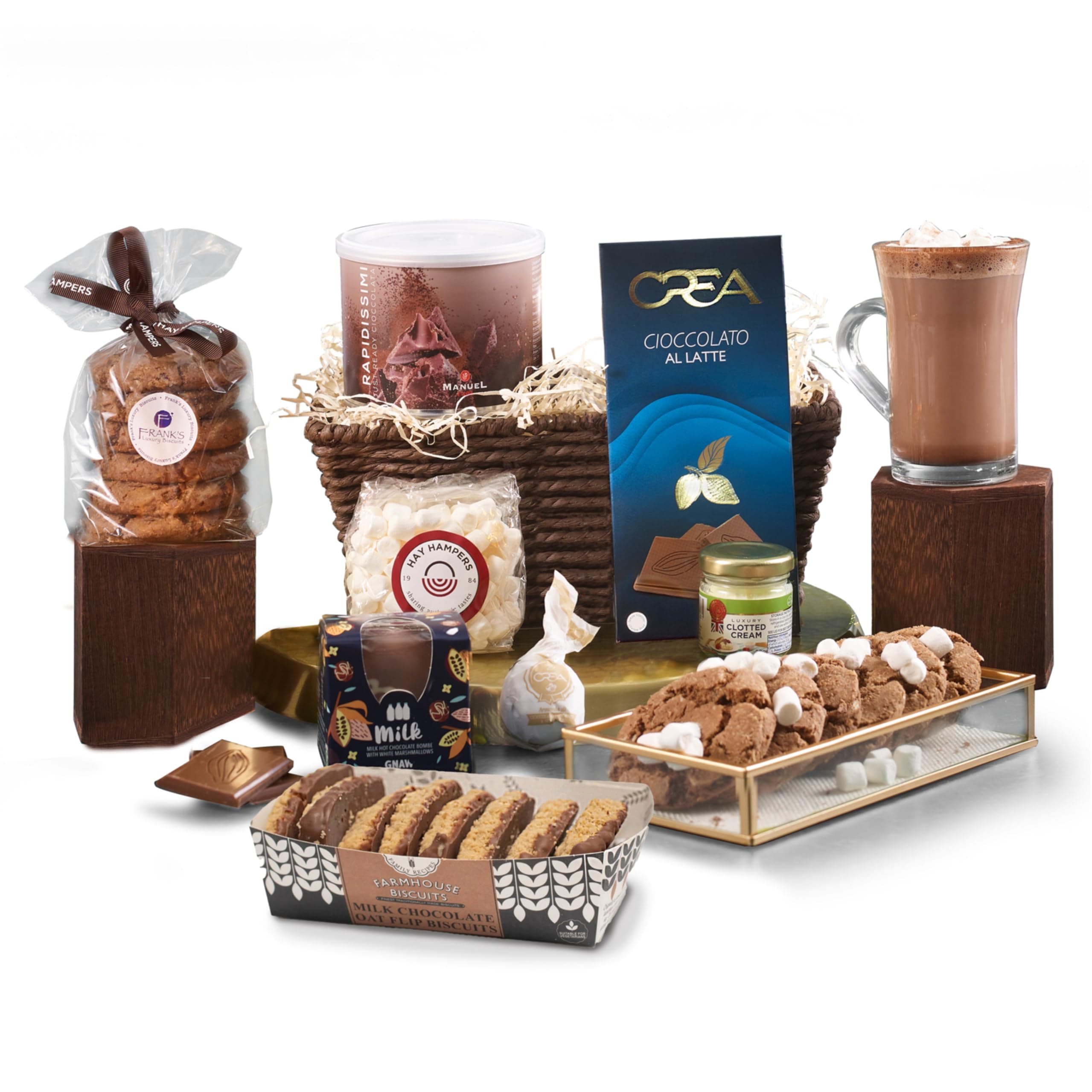 Hot Chocolate Gift Hamper - Drinking Chocolate, Mini Marshmallows, Clotted Cream, Biscuits & Chocolate Treats - Birthday Gift for Women, Movie Night Snacks, Thank You Gift for Men - by Hay Hampers