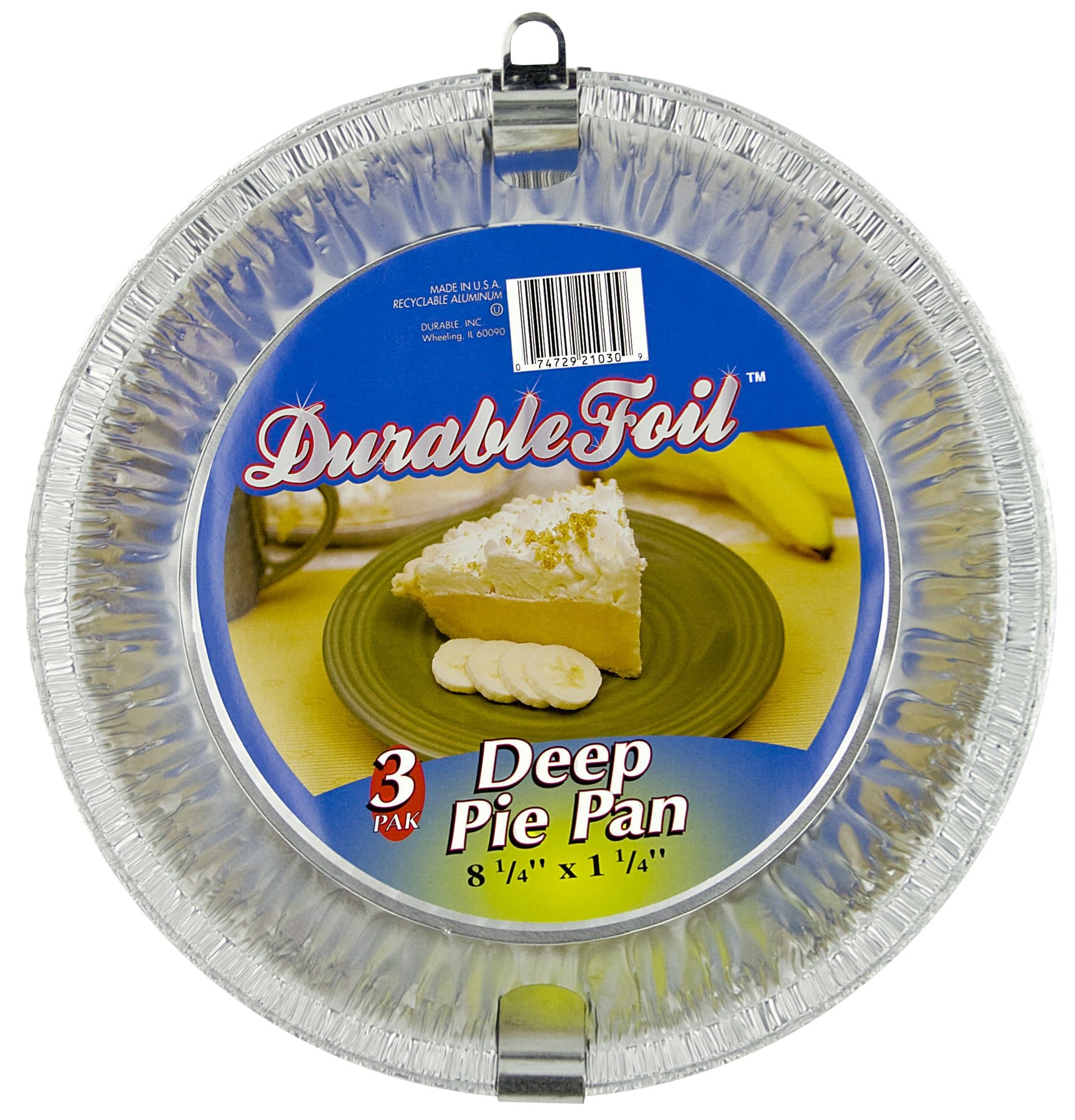 Durable Foil D21030 8" Aluminum Deep Pie Pans 3 Count