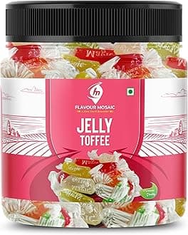 FLAVOUR MOSAIC Jelly Toffee | 250gm | Mixed Fruit Flavoured Jelly Candy | Soft & Chewy Colourful Toffees | Fun Treats for Kids & Adults | Perfect for Parties, Gifting & Anytime Snacking