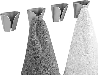 KES Kitchen Towel Hook Adhesive Towel Holder Grabber Towel Hooks for Bathroom Towel Holder 18/8 Stainless Steel Wall Mount Non Drilling 4 Pack Brushed Finish, AH7205-2-P4