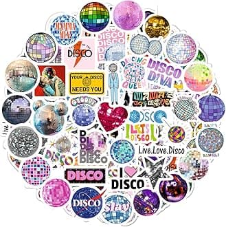 BulbaCraft 100Pcs Disco Stickers, Disco Ball Stickers, Discoball Decorations, Gifts for Women & Men