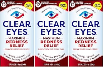 Clear Eyes Maximum Redness Eye Relief Eye Drops, 0.5 Fl Oz, Pack of 3