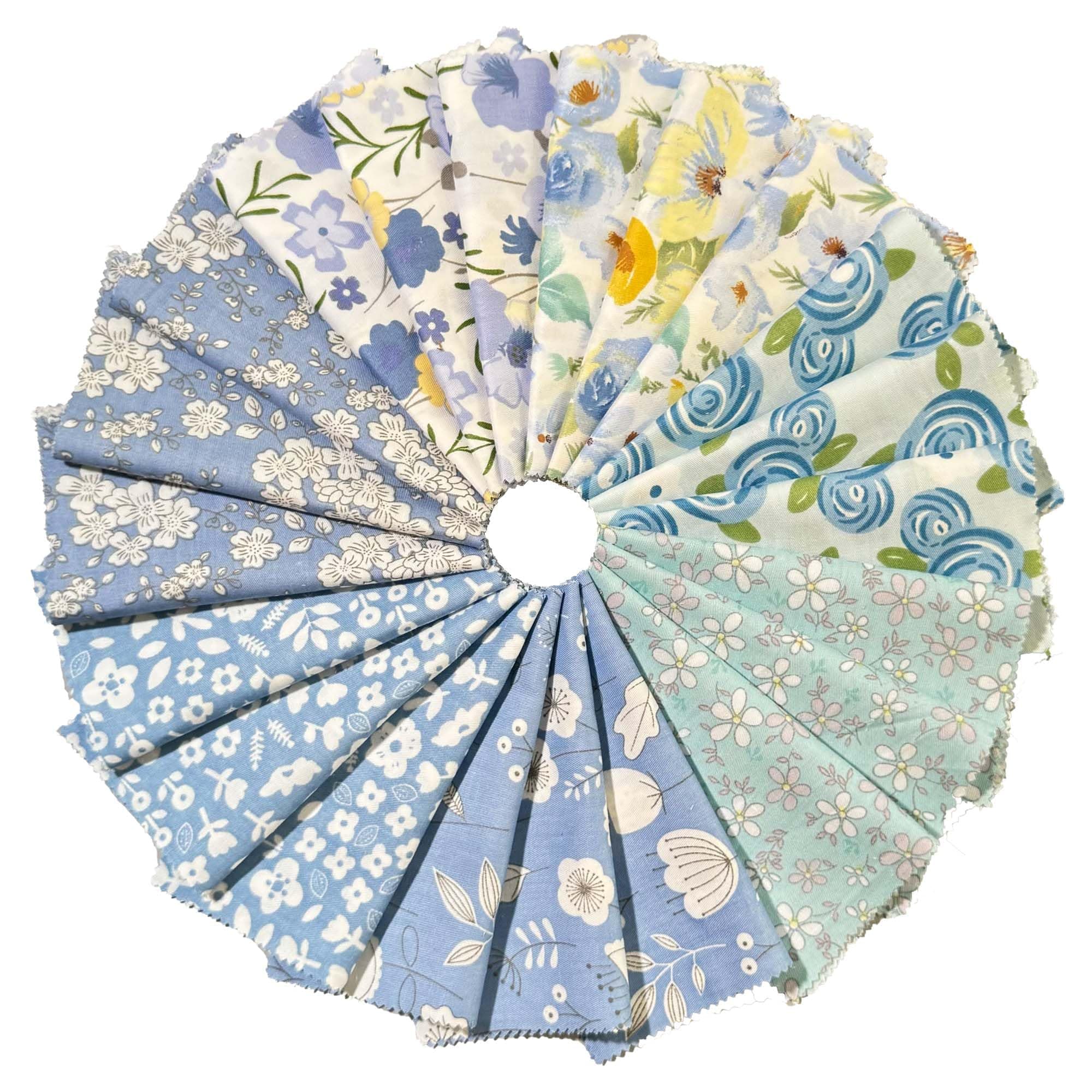 42pcs blue charm pack cotton fabric squares 5 x 5''