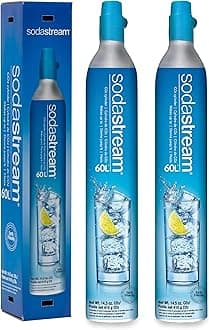 SodaStream CO2 Gas Refill Pack - 2 Cylinders, BLUE Screw-in System - Use box to return your empty cylinders and earn an Amazon.com Gift Card - Compatible with Fizzi, OneTouch, Jet, Spirit, Penguin