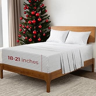 Mellanni Extra Deep Full Sheets - 4 PC Iconic Collection Bedding - Hotel Luxury, Ultra Soft, Cooling Bed Sheets - Wrinkle, Fade, Stain Resistant (Full, Chevron Gray)