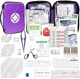 1st Aid Small-Campact First-Aid Kit-Refill Supplies-Basic Emergency-Essentials - 300PCS Home Essentials Emergency Accident Kits for Businesses Workplace Outside Travel Purple