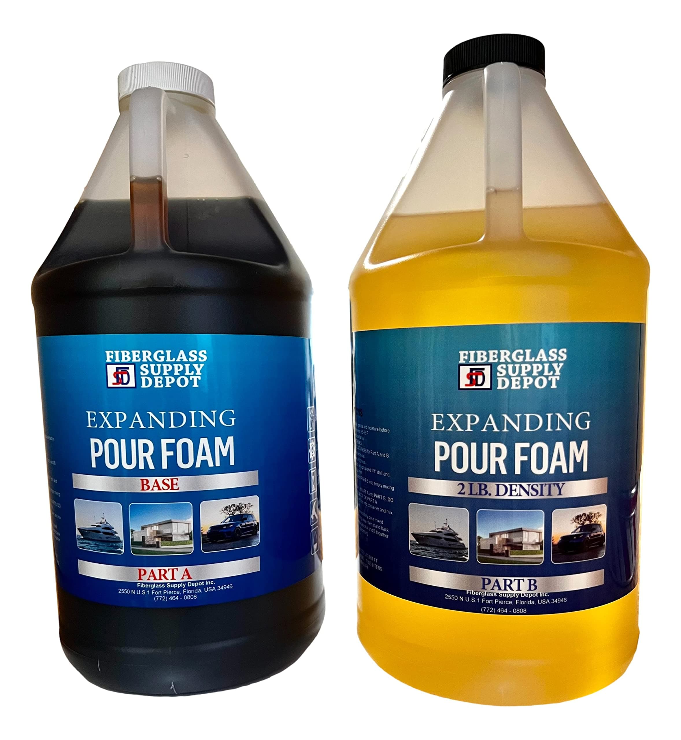 2 Lb Density Expanding Pour Foam, 2 Part Polyurethane Closed Cell Liquid Foam for Boat and Dock Flotation, Soundproofing, Filling Voids, and Insulation (1 Gallon Kit)