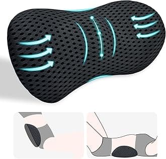 Lumbar Support Pillow, Back Pillow for Low Back Pain Relief, Ergonomic Streamline Car Seat, Office Chair, Recliner and Bed (Black)