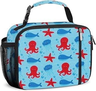esouler Lunch Box Kids Insulated Lunch Bag for Boys & Girls Durable Children Lunchbox for School with Water Bottle Holder-Octopus