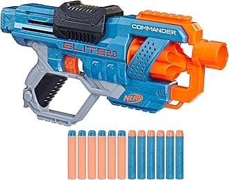 NERF Elite 2.0 Commander RD-6 Blaster, 12 Official Darts, 6-Dart Rotating Drum, Tactical Rails, Barrel and Stock Attachment Points