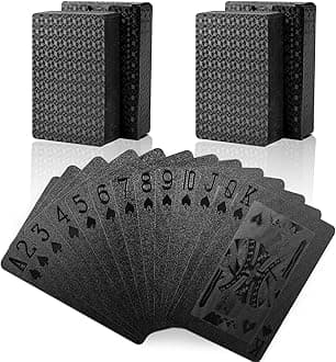 Joyoldelf Playing Cards, 2 Decks of Cards with Box, Cool Black Foil Poker Cards/Waterproof Playing Cards - Classic Magic Tricks Tool for Party and Game