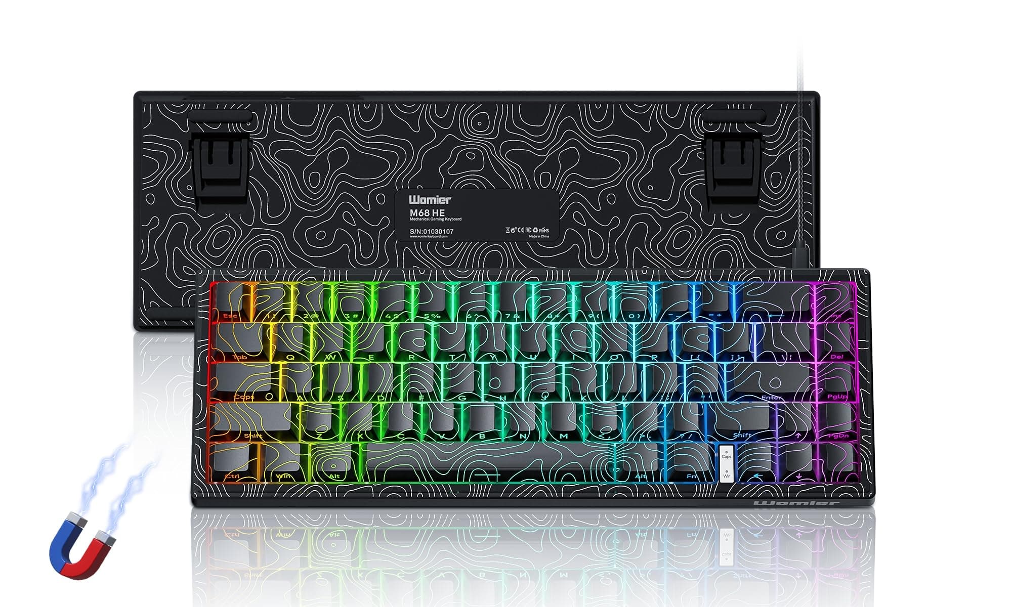 M68 HE V2 Rapid Trigger Keyboard 60% Percent, Hall Effect Topographic Gaming Keyboard, Wired RGB Custom Mechanical Keyboard with Magnetic Switch, PBT Keycaps for Mac/Win (Black)