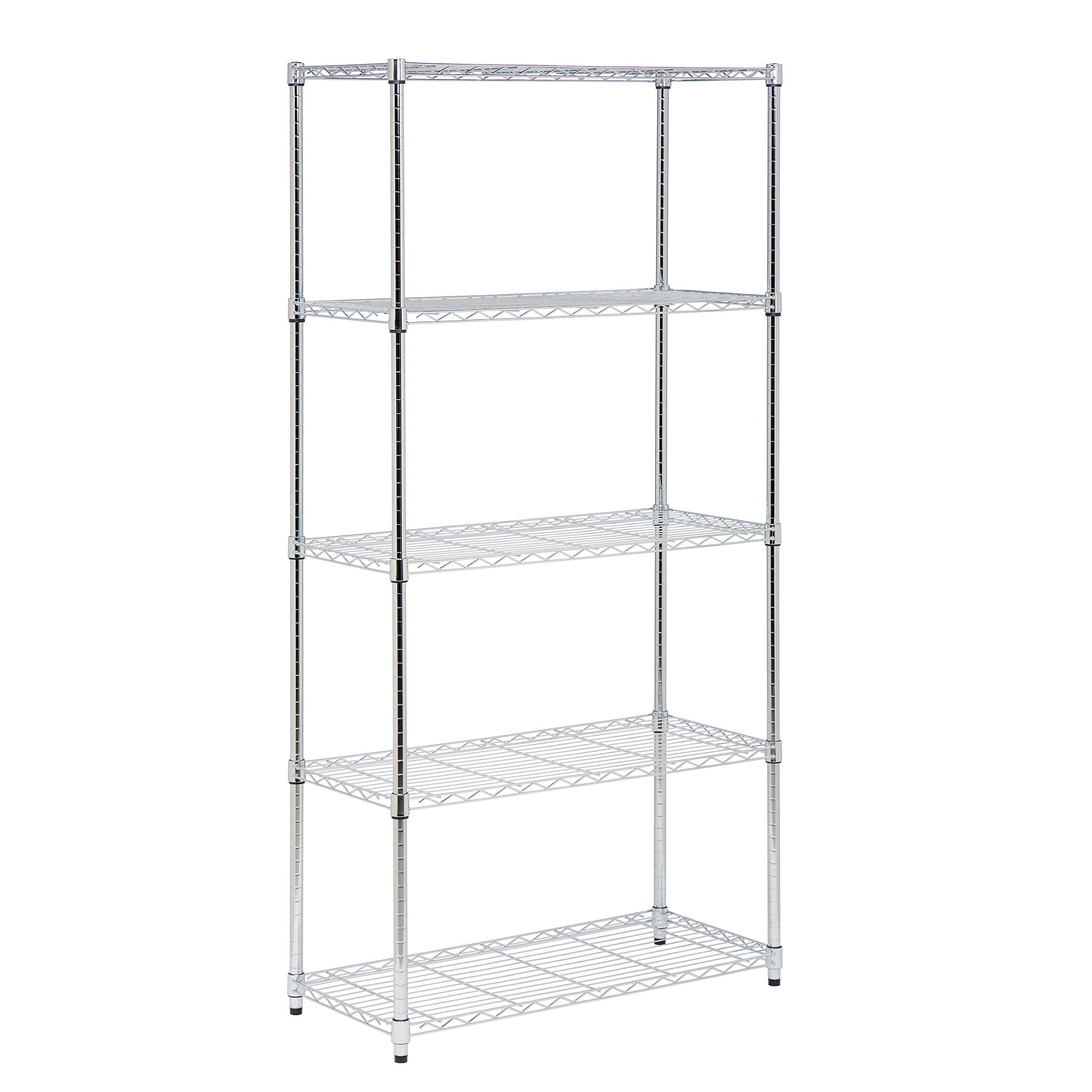 Honey-Can-Do 5-Tier Adjustable Shelving Unit, Chrome SHF-09685 Chrome, 1750lbs (350-lb Weight Capacity Per Shelf)