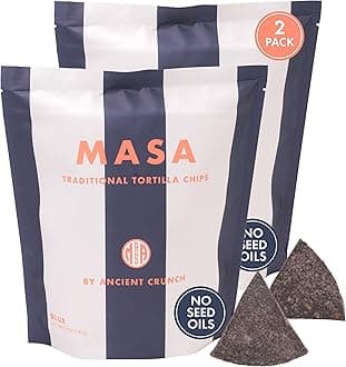 MASA Chips Blue Corn Tortilla Chips Cooked in Beef Tallow – Seed Oil Free Snack, 2pk×5 oz each– Handmade with Only Naturally Grown Blue Corn & Sea Salt, Gluten Free