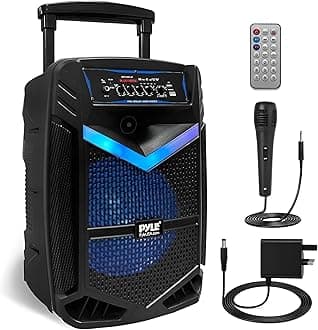 Portable Bluetooth Karaoke Machine, 1200W Rechargeable Speaker System with 38cm Subwoofer, Mic Input, Party Lights, USB SD Radio, Voice Amplifier, Singing Machine for Kids and Adults