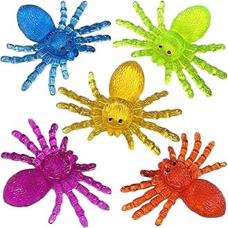Super Stretch Sticky Mochi Squishy Spider,Kids Party Favors,Goody Bag Fillers,Halloween Basket Stuffers,Kids Birthday Gifts,Classroom Fidgets Toys Quiet (Transparency Series, 5)