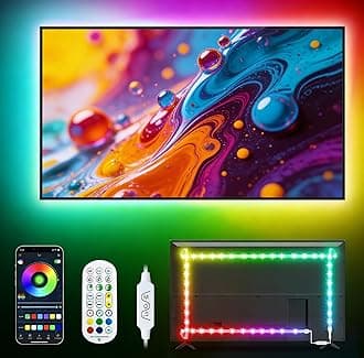 Daymeet TV Led Lights, 5M LED Lights for TV with Remote RGB Led Lighting for 55-85inch Monitor, USB Powered Light Behind, 5050 Backlight Sync with Music, Bluetooth APP Control