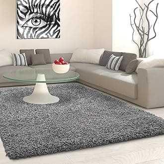 Plain Shaggy Rugs Living Room & Bedroom Soft Touch 5 CM Thick Pile Modern Bedroom Living Room Area Rugs Non Shed 4 x 6 Ft Size, Grey
