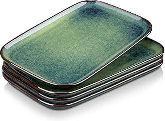 vancasso Stern Serving Platter & Tray Set, 4-Piece Ceramic Serving Plates for Parties, 11 Inch Easy-Clean Large Serving Dish for Main Course and Side Dishes, Green