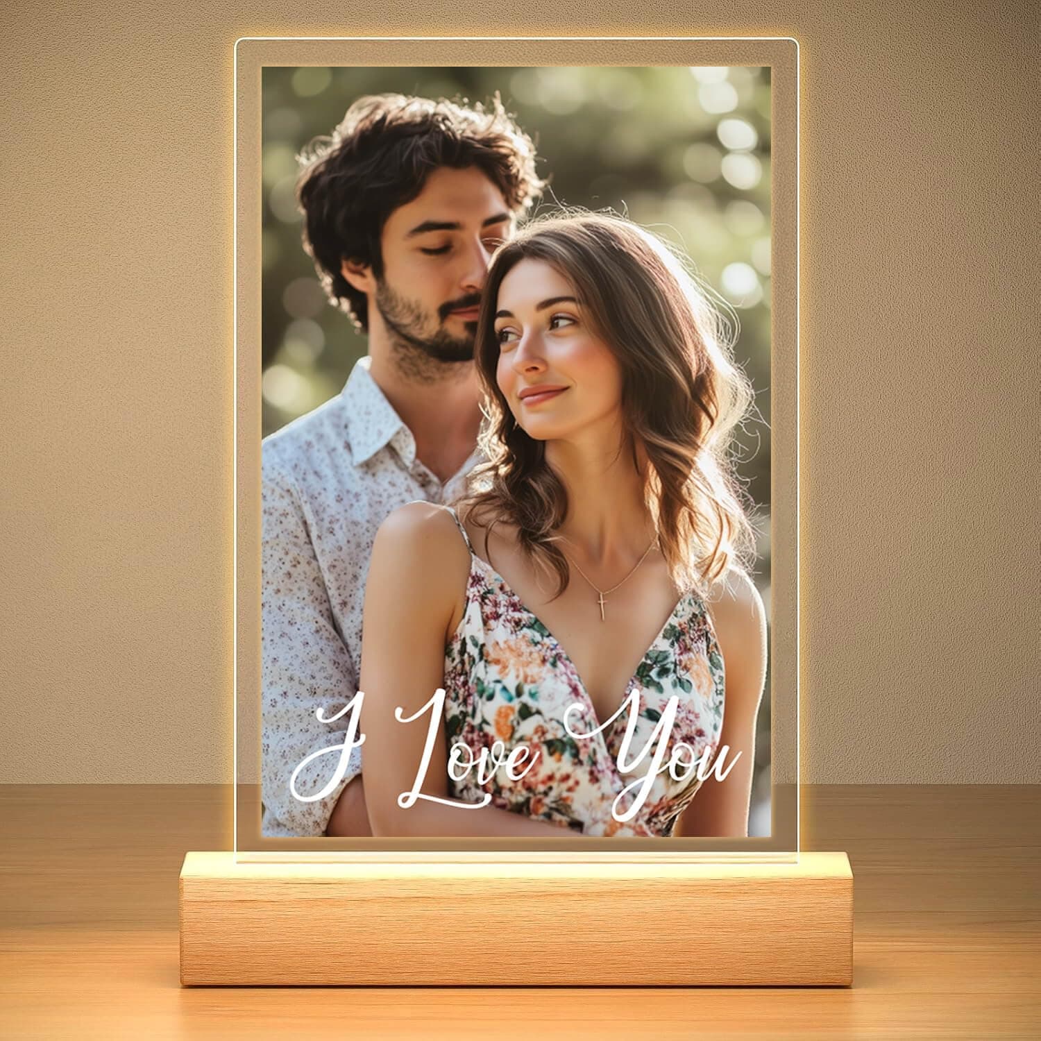 Custom Picture Frame, Personalized Photo Frame with Night Light, Customized Picture Frames, Personalized Anniversary Valentines Day Gifts for Women Men Her Him Girlfriend Boyfriend Mom Dad Couple