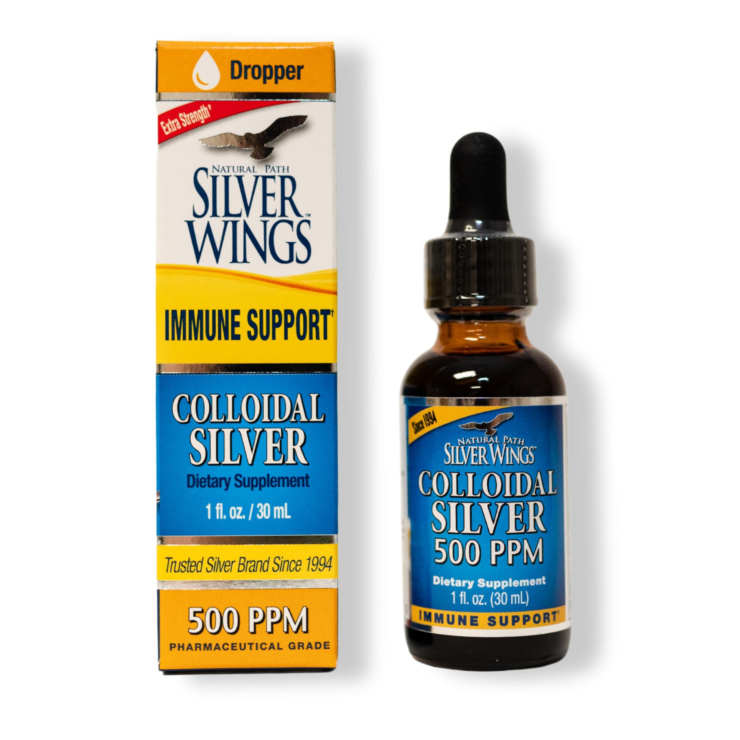 Colloidal Silver 500PPM, Amber Brown Liquid Immune Support, 1 Fl Oz (Pack of 1)