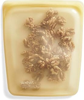 Platinum Silicone Food Grade Reusable Storage Bag, Yellow (1/2 Gallon) | Reduce Single-Use Plastic | Cook, Store, Sous Vide, or Freeze | Leakproof, Dishwasher-Safe, Eco-friendly