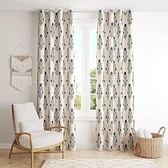 Trance Home Linen Floral Printed 100% Cotton Living Room Bedroom Door and Windows Curtain | 8 Feet Curtains | Premium Semi Room Darkening Parda | Eyelet Ring Parde (8Ft, Aangan Blue) - Set 2