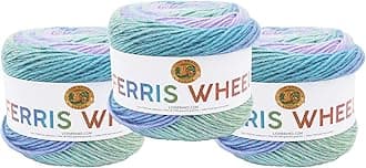Lion Brand Yarn Ferris Wheel Yarn, Roving Multicolor Yarn for Knitting, Crocheting, and Crafts, 3 Pack, Cotton Candy