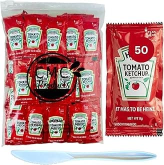 Gift Set: Ketchup Packets (9g) – 50 Count with Spreader in Food-Safe Resealable Bag by CMC Products (approximately 50 packets)