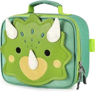 mibasies Kids Lunch Box for Boys Toddler, Insulated and Reusable Lunch Bag for School, Triceratops