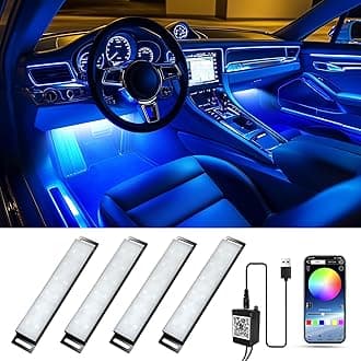 Honalia Interior Car Lights, 4Pcs Car LED Lights with Music Mode and Scene Options, Footwell Lighting for Car with Smart APP Control & USB Charger for Truck DC 5V