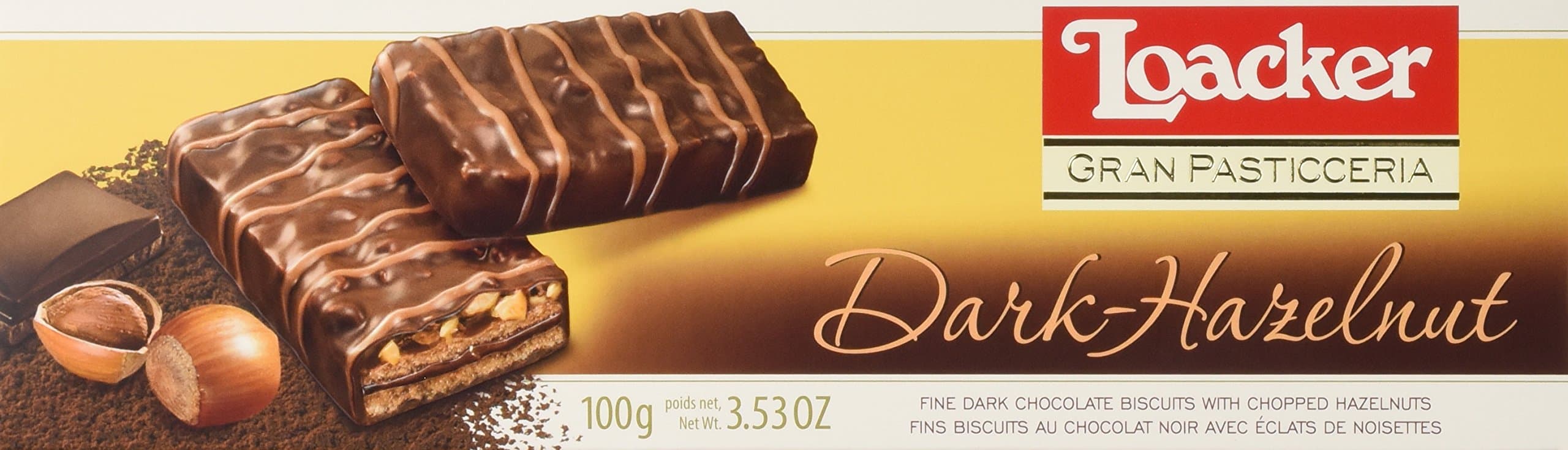 Loacker Gran Pasticceria Dark Hazelnut Chocolate Biscuits 100 g (Pack of 3)