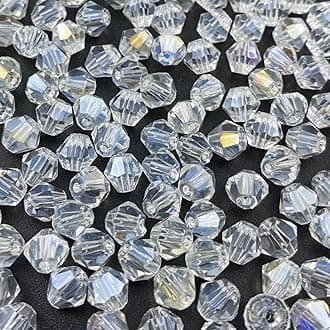 600pcs Bicone Crystal Beads 3mm Crystal Glass Faceted Beads for Necklace Bracelet Earrings DIY Jewelry Crafts Making Supplies(Transparent AB)