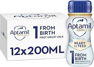 Advanced 1 First Infant Baby Milk Ready to Use Liquid Formula, from Birth, 200ml (Pack of 12)